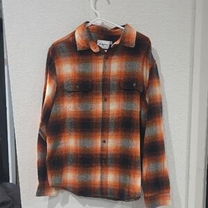 Goodfellow & Co Men's Orange and Black Plaid Shirt
